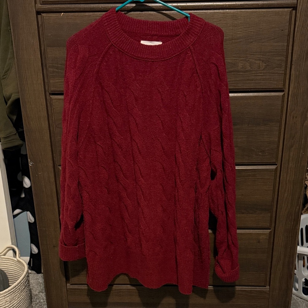Aerie Cable Knit Sweater - Deep Red
